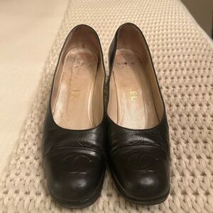 CHANEL Black Leather Heels